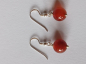 Preview: silver earrings-ear wires with red carnelian beads---
