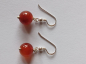 Preview: silver earrings-ear wires with red carnelian beads--