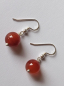 Preview: silver earrings-ear wires with red carnelian beads-