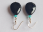 Preview: silver earrings-ear wires with turquoise amazonite beads and black onyx drops---
