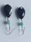 Preview: silver earrings-ear wires with turquoise amazonite beads and black onyx drops---