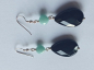 Preview: silver earrings-ear wires with turquoise amazonite beads and black onyx drops--