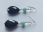 Preview: silver earrings-ear wires with turquoise amazonite beads and black onyx drops-