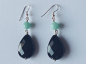 Preview: silver earrings-ear wires with turquoise amazonite beads and black onyx drops