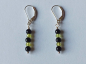Preview: silver earrings-leverbacks with onyx and peridot beads-the colours are green and black