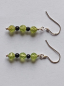Preview: silver earrings-ear wires with peridot and onyx beads-green and black colour-