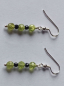 Preview: silver earrings-ear wires with peridot and tourmaline beads-green and black colour-