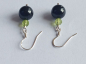 Preview: silver earrings-ear wires with tourmaline and peridot beads-the colour is black and green---