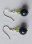 Preview: silver earrings-ear wires with tourmaline and peridot beads-the colour is black and green--