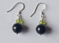 Preview: silver earrings-ear wires with tourmaline and peridot beads-the colour is black and green