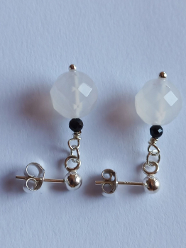 earrings-sterling silver-white-black-agate-tourmaline----