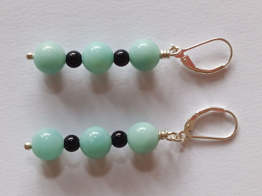 Preview: ohrringe-silber-türkis-schwarz-amazonit-onyx--