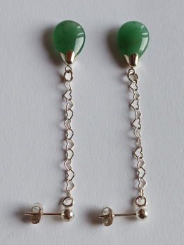 earrings-sterling silver-green-aventurine-----