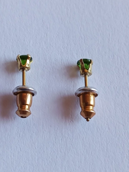 earrings-sterling silver-gold plated-green-chrome diopside-----