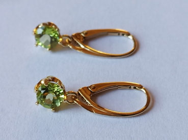 earrings-silver-gold plated-green-peridot