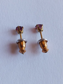 earrings-sterling silver-gold plated-tourmaline-pink----