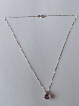 silver chain with purple amethyst pendant-anchor chain 45 cm--------