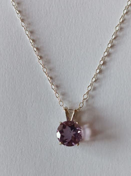silver chain with purple amethyst pendant-anchor chain 45 cm-------