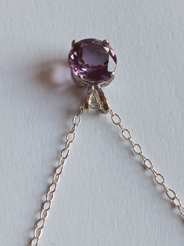 silver chain with purple amethyst pendant-anchor chain 45 cm----