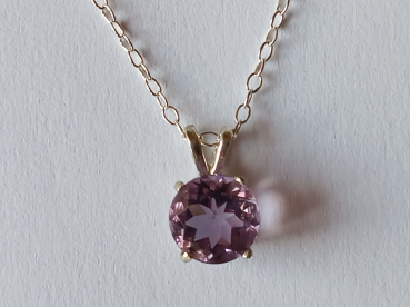 silver chain with purple amethyst pendant-anchor chain 45 cm