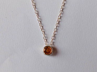 silver chain with yellow citrine pendant-anchor chain 45 cm--