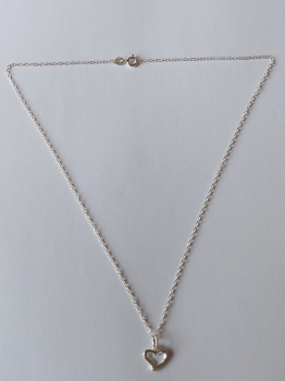 silver chain with heart pendant-anchor chain 45 cm----