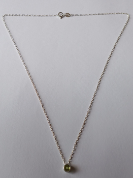 silver chain with green peridot pendant-anchor chain 45 cm----