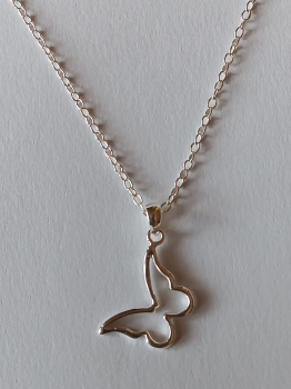 silver chain with butterfly pendant-anchor chain 45 cm
