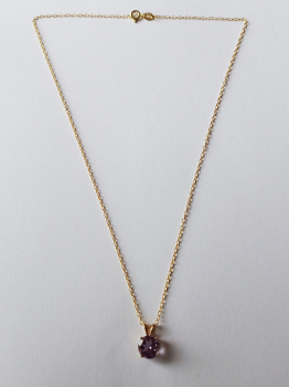 gold plated silver chain with purple amethyst pendant-anchor chain 45 cm------