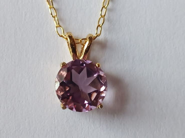 gold plated silver chain with purple amethyst pendant-anchor chain 45 cm