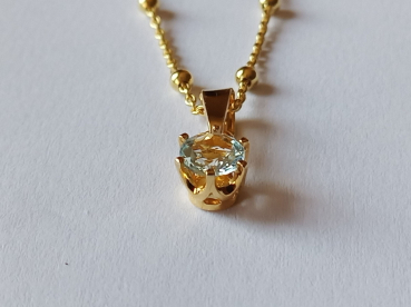 SILBERKETTE - AQUAMARIN-ANHÄNGER - vergoldet
