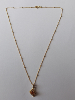 gold plated silver chain with yellow citrine pendant-sat-chain 45 cm----