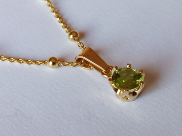 SILBERKETTE - PERIDOT-ANHÄNGER - vergoldet