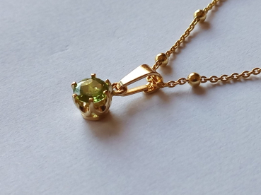 SILBERKETTE - PERIDOT-ANHÄNGER - vergoldet