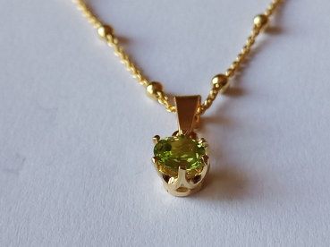 SILBERKETTE - PERIDOT-ANHÄNGER - vergoldet