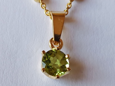 SILBERKETTE - PERIDOT-ANHÄNGER - vergoldet