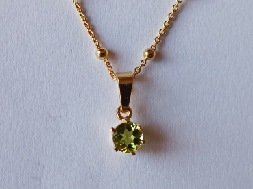 SILBERKETTE - PERIDOT-ANHÄNGER - vergoldet