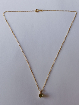 gold plated silver chain with green peridot pendant-anchor chain 45 cm-----