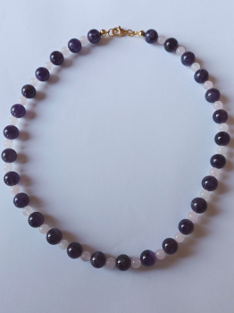 amethyst-rose quartz necklace----