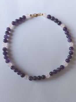 amethyst-rose quartz necklace----
