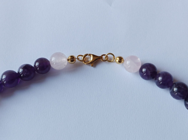 amethyst-rose quartz necklace-