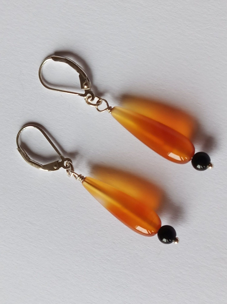 ohrringe-silber-orangerot-schwarz-achat-onyx-