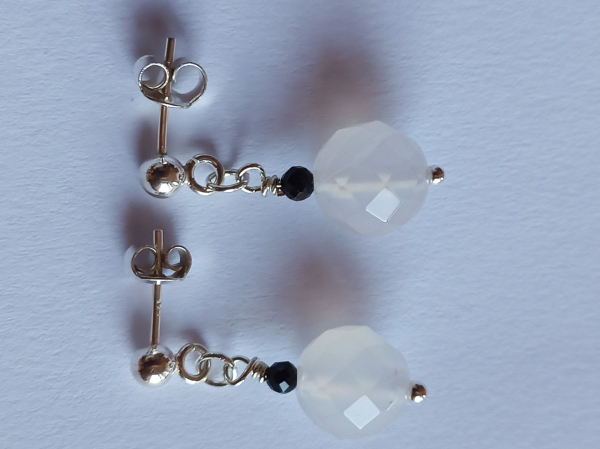 earrings-sterling silver-white-black-agate-tourmaline---