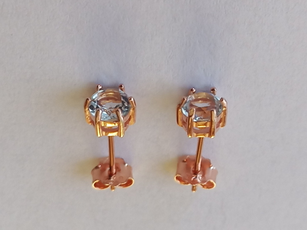 earrings-silver-rose gold plated-blue-aquamarine--