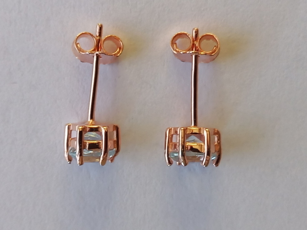 earrings-silver-rose gold plated-blue-aquamarine-
