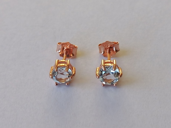 earrings-silver-rose gold plated-blue-aquamarine