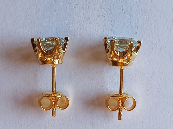 earrings-silver-gold plated-blue-aquamarine--