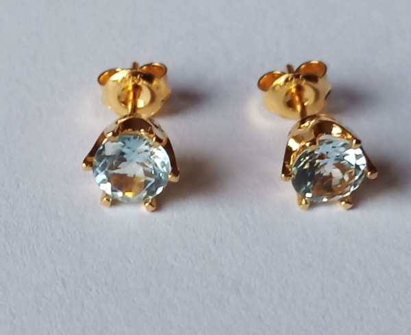 earrings-silver-gold plated-blue-aquamarine-