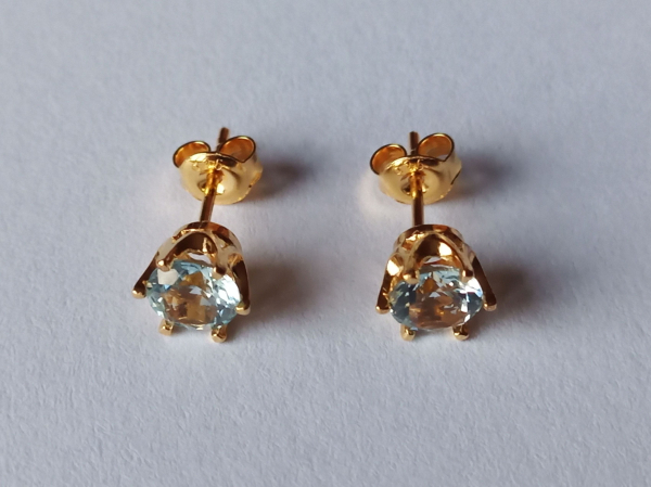 earrings-silver-gold plated-blue-aquamarine