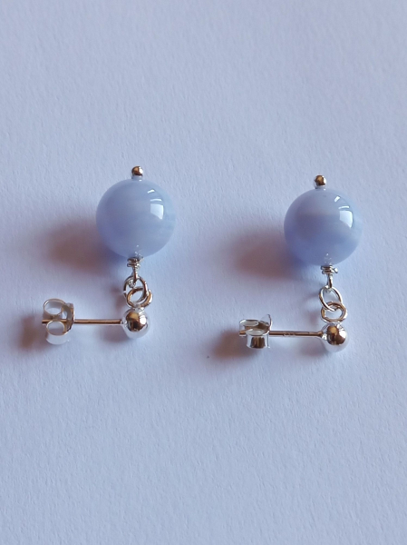 earrings-sterling silver-blue-chalcedony-----